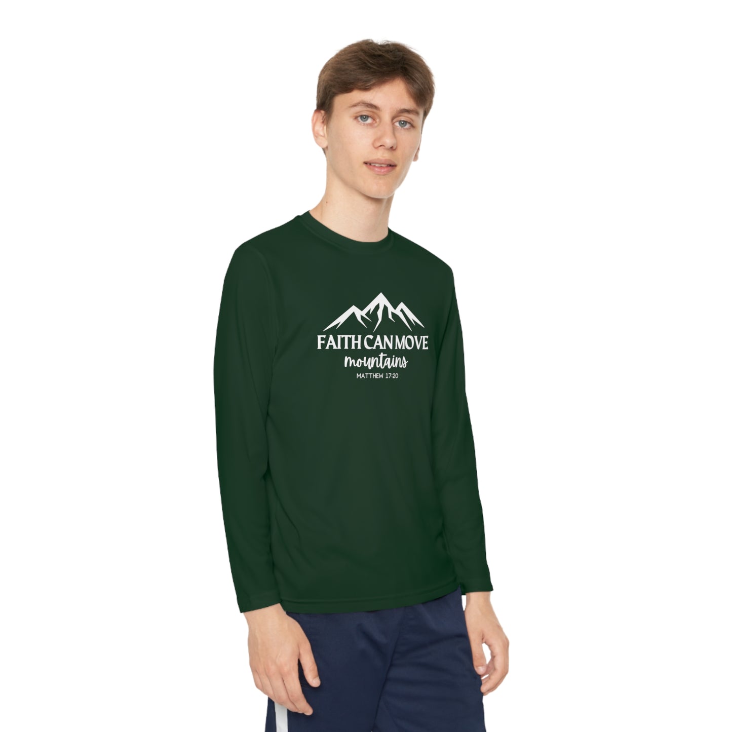 Faith Can Move Mountains Youth Long Sleeve Tee