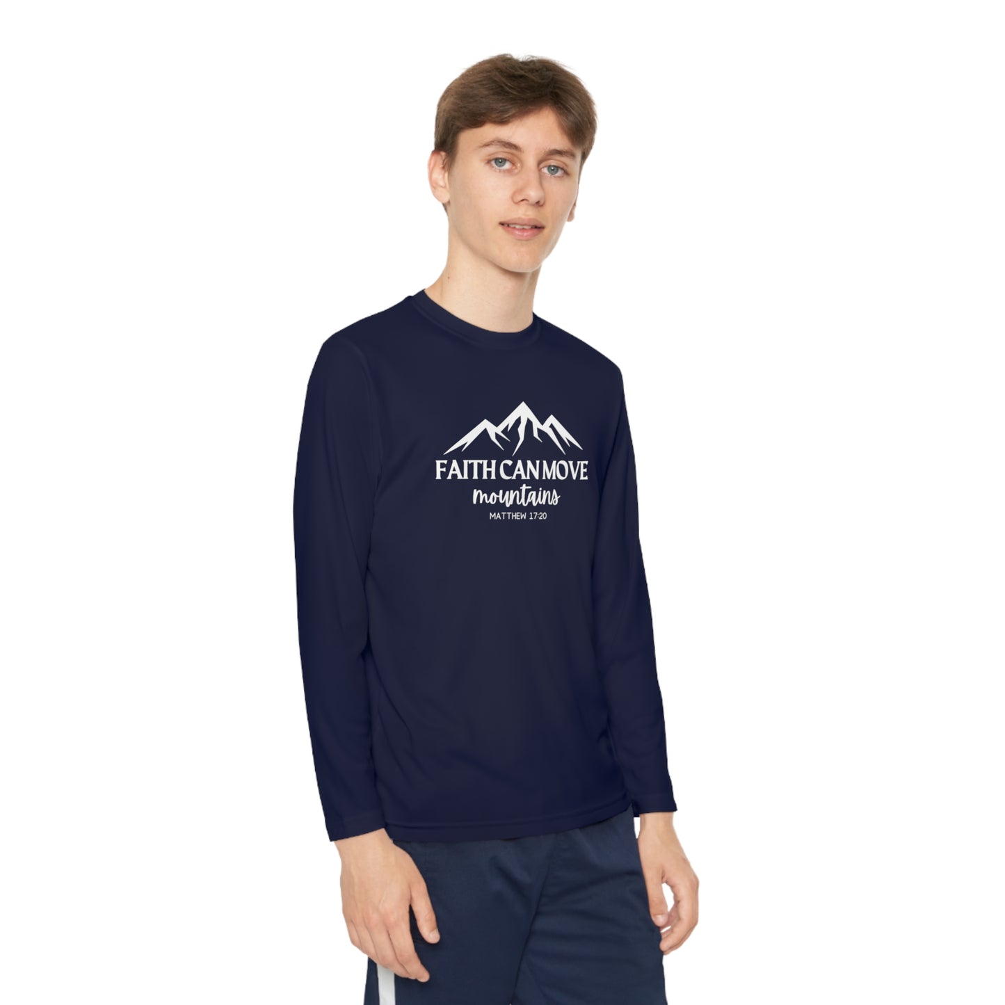 Faith Can Move Mountains Youth Long Sleeve Tee