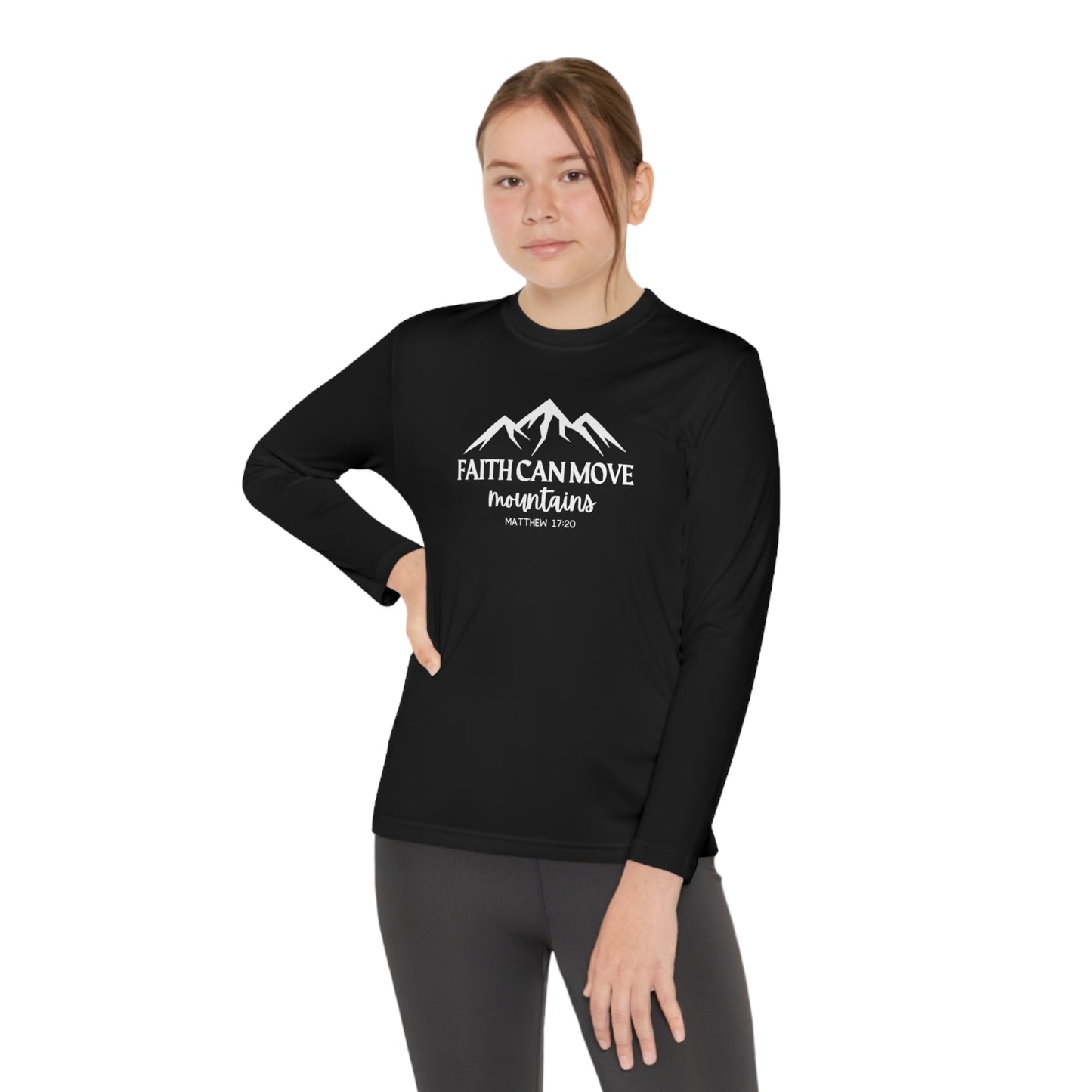 Faith Can Move Mountains Youth Long Sleeve Tee