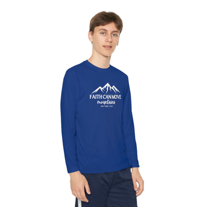 Faith Can Move Mountains Youth Long Sleeve Tee